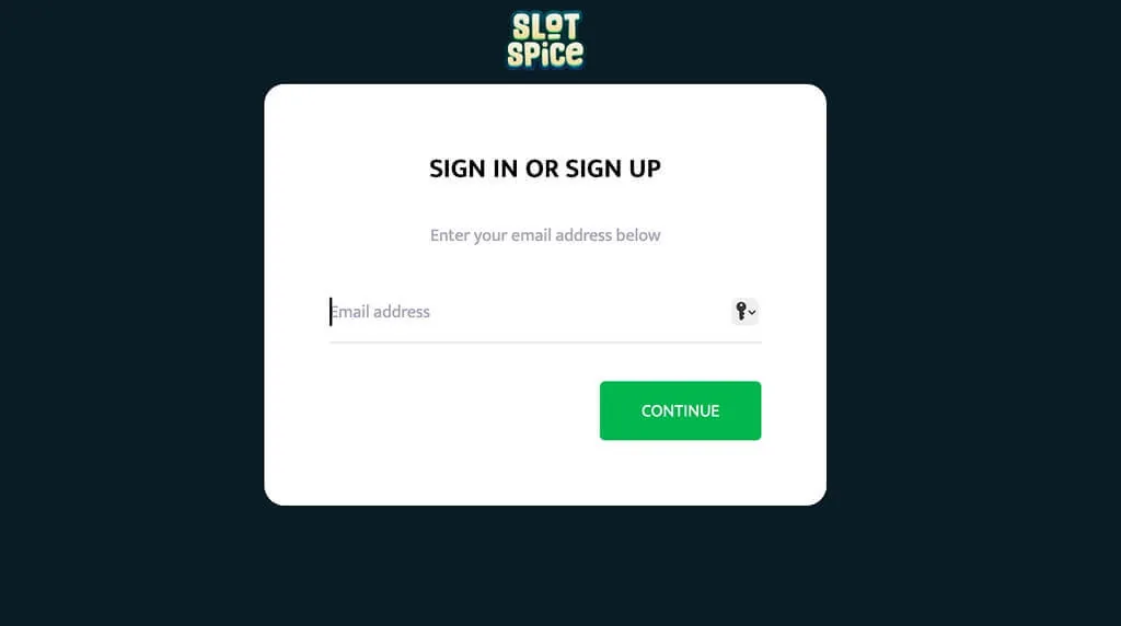 Slotspice loginformular med e-mail, adgangskode og link til glemt adgangskode